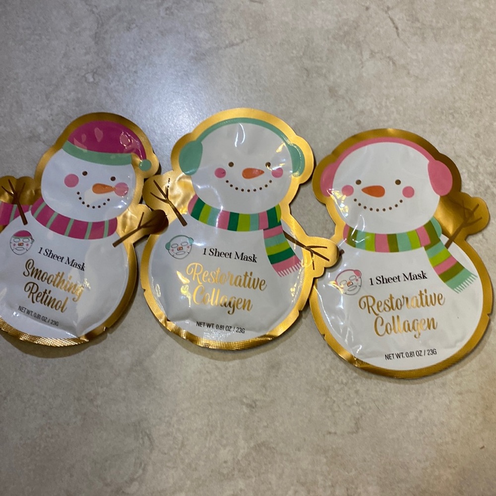 3 SNOWMAN FACE-MASKS, MOROCCAN ROSE TREE HUT SCRUB, AND NINE TINTED LIP GLOSSES! - Picture 3 of 5